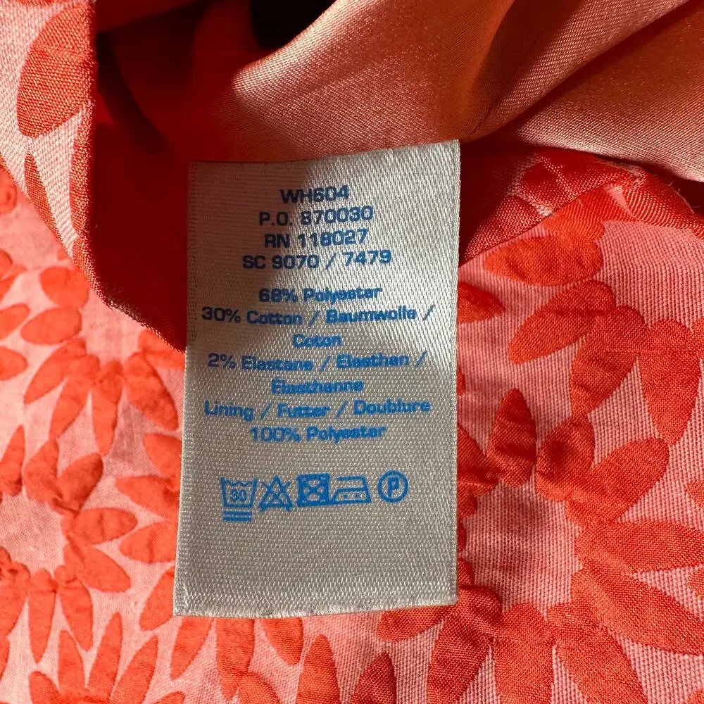 Boden Dress Women 10 Long Coral Orange Daisy Jacquard Floral Sheath Pockets - Picture 5 of 12